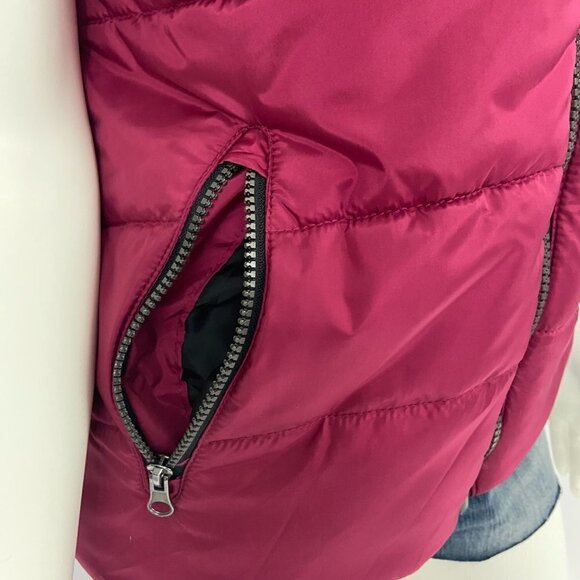 Free Country Puffer Vest Jacket Women's Sz M Full Zipper Pockets Burgundy Black - Picture 5 of 11